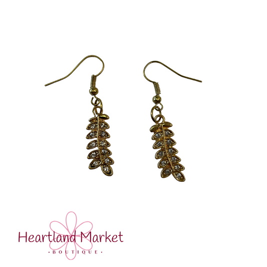 Leaves with Crystal Stone Dangles