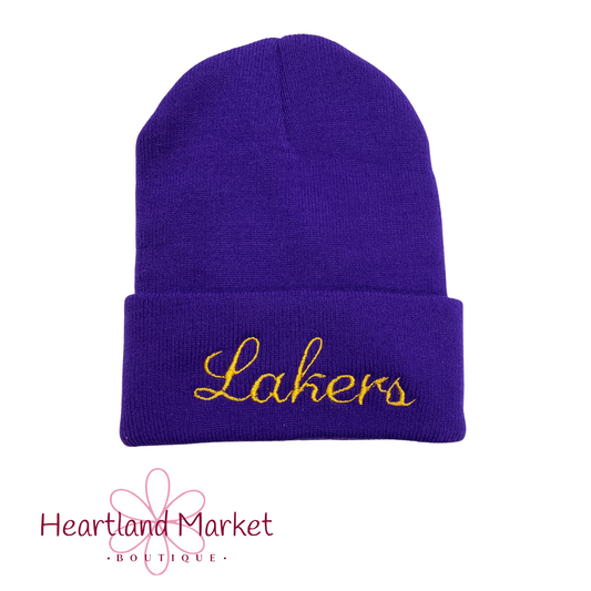 Lakers Embroidered Beanie Hat