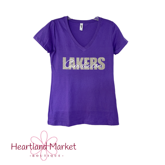 Purple V-Neck Camdenton Lakers T-Shirt