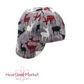 Gray wood grain with black, white, and red reindeer welding cap 100% cotton
