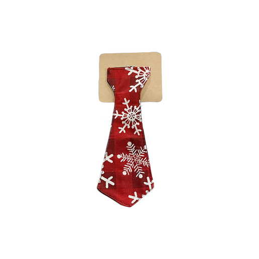 Red buffalo plaid with white snowflakes baby clip on tie. 