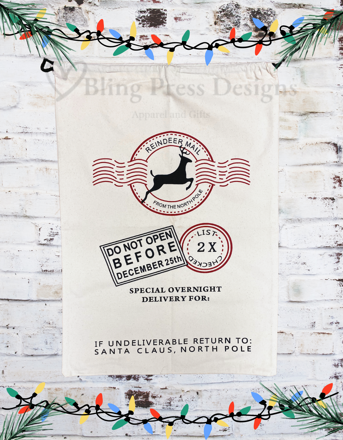 ** Personalized **Reindeer Mail Christmas Sack