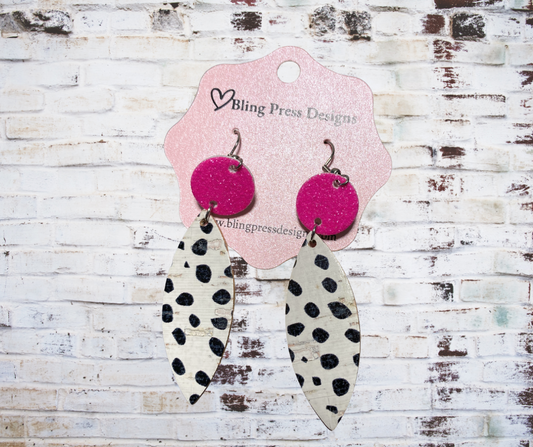 Hot Pink Dalmatian Dangles