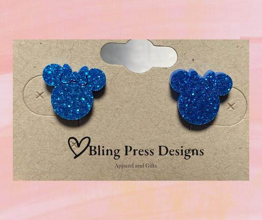 Glitter Mouse Ear Stud Earrings