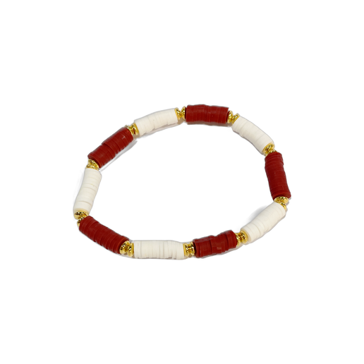 Clay Bead Bracelet Plum White and Gold