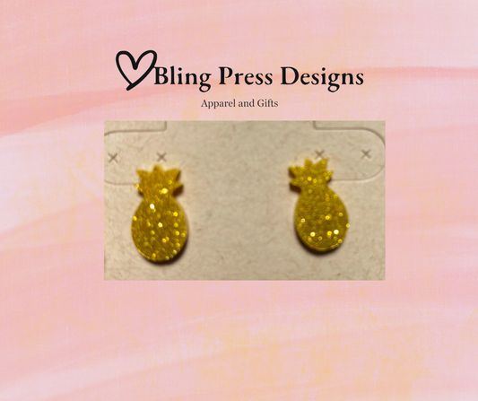 Pineapple Glitter Stud Earrings