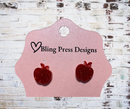 Glitter Apple Stud Earrings