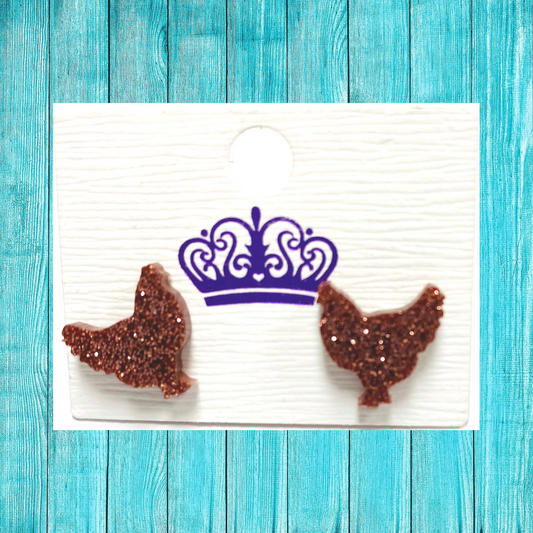 Chicken Glitter Stud Earrings