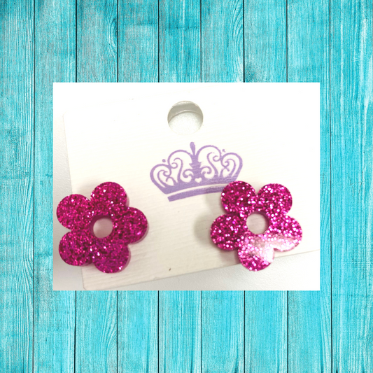 Glitter Flower Stud Earrings