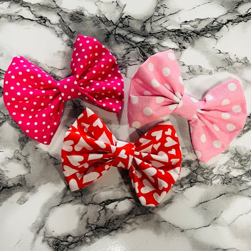 Valentine's Hair Bows with Clip