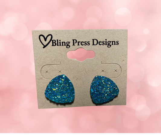 Large Triangle Druzy Earrings